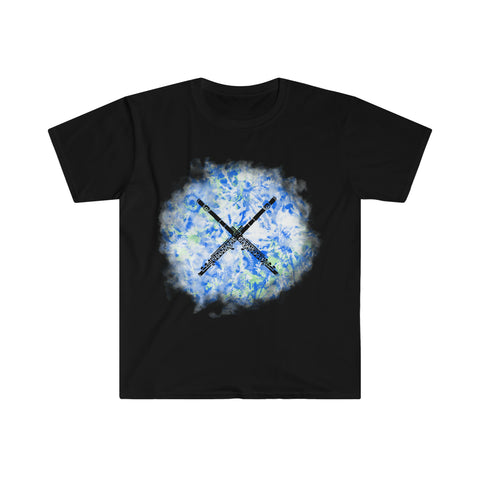 Vintage Blue White Tie Dye - Flute - Unisex Softstyle T-Shirt