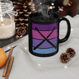 Vintage Grunge Purple Lines - Drumsticks - 11oz Black Mug