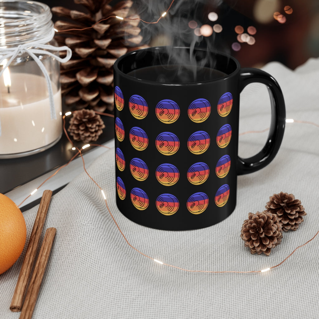 Vintage Grunge Circle Sunset - Cymbals - 11oz Black Mug - Pattern