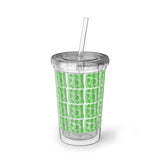 Vintage Green Glitter Dots - Bass Drum - Suave Acrylic Cup - Pattern