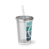 Vintage Grunge Blue Lines - Snare Drum - Suave Acrylic Cup
