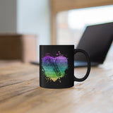 Vintage Rainbow Cloud Heart - Bari Sax - 11oz Black Mug