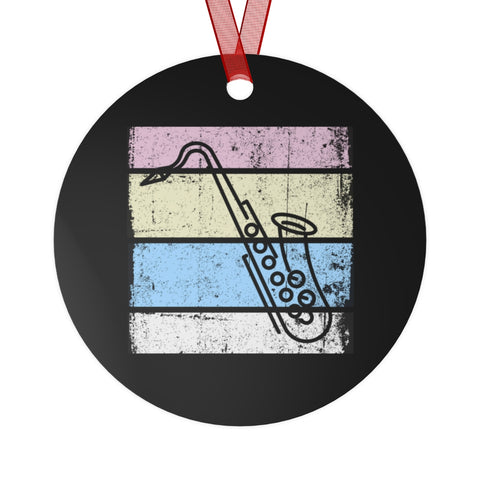 Vintage Grunge Pastel Lines - Tenor Sax - Metal Ornament