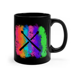 Vintage Rainbow Cloud - Drumsticks - 11oz Black Mug