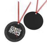 Senior 2023 - White Lettering - Drumsticks - Metal Ornament