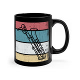 Vintage Grunge Lines 2 - Bari Sax - 11oz Black Mug