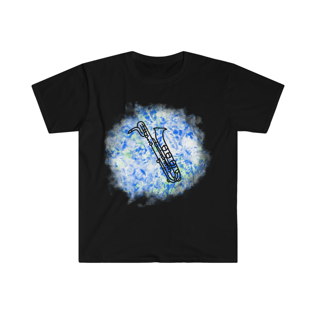 Vintage Blue White Tie Dye - Bari Sax - Unisex Softstyle T-Shirt