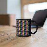 Vintage Rainbow Paint - Tuba - 11oz Black Mug - Pattern