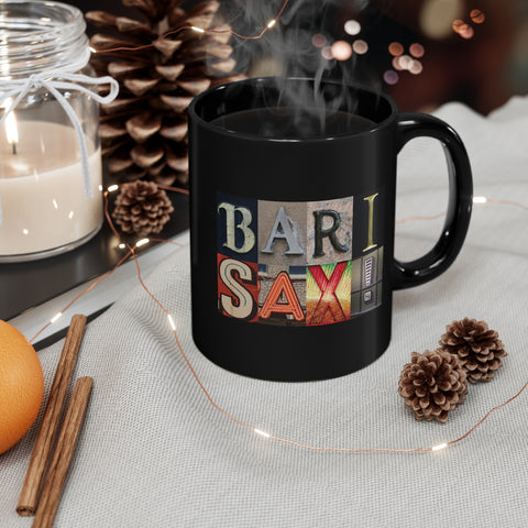 Bari Sax - Artsy Alphabet - 11oz Black Mug