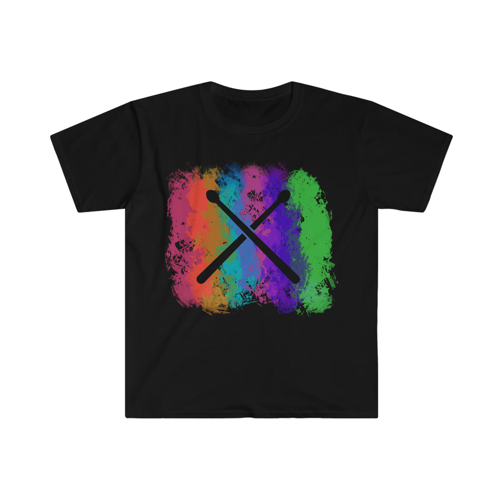 Vintage Rainbow Cloud - Drumsticks - Unisex Softstyle T-Shirt