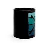 Vintage Grunge Blue Lines - Drumsticks - 11oz Black Mug