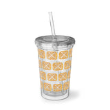 Vintage Yellow Burlap - Drumsticks - Suave Acrylic Cup - Pattern