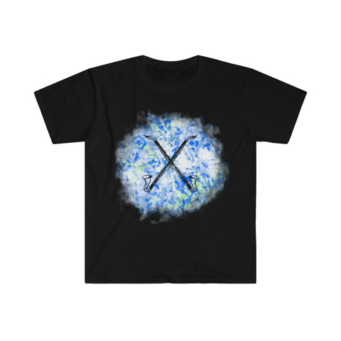 Vintage Blue White Tie Dye - Bass Clarinet - Unisex Softstyle T-Shirt