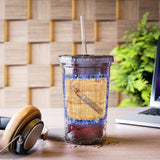 Vintage Blue Burlap - Piccolo - Suave Acrylic Cup