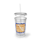 Vintage Blue Burlap - Alto Sax - Suave Acrylic Cup