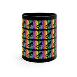 Vintage Rainbow Paint - Tuba - 11oz Black Mug - Pattern