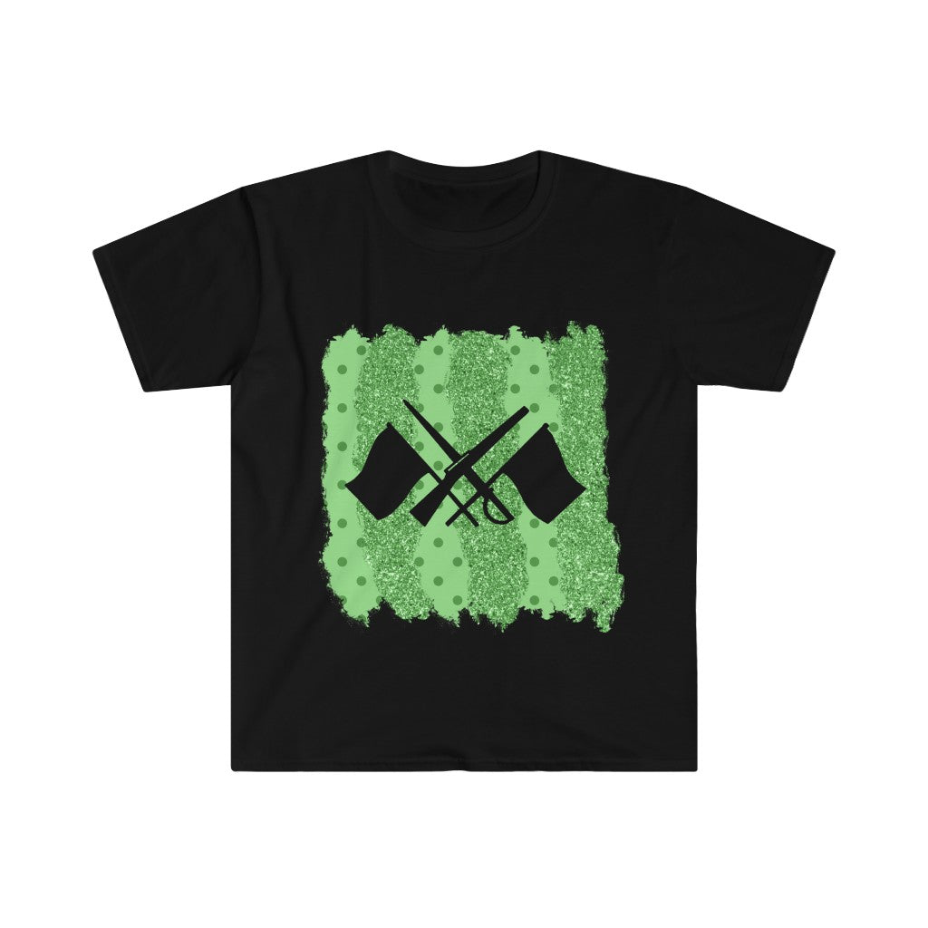 Vintage Green Glitter Dots - Color Guard - Unisex Softstyle T-Shirt