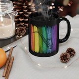 Vintage Rainbow Paint - Alto Sax - 11oz Black Mug