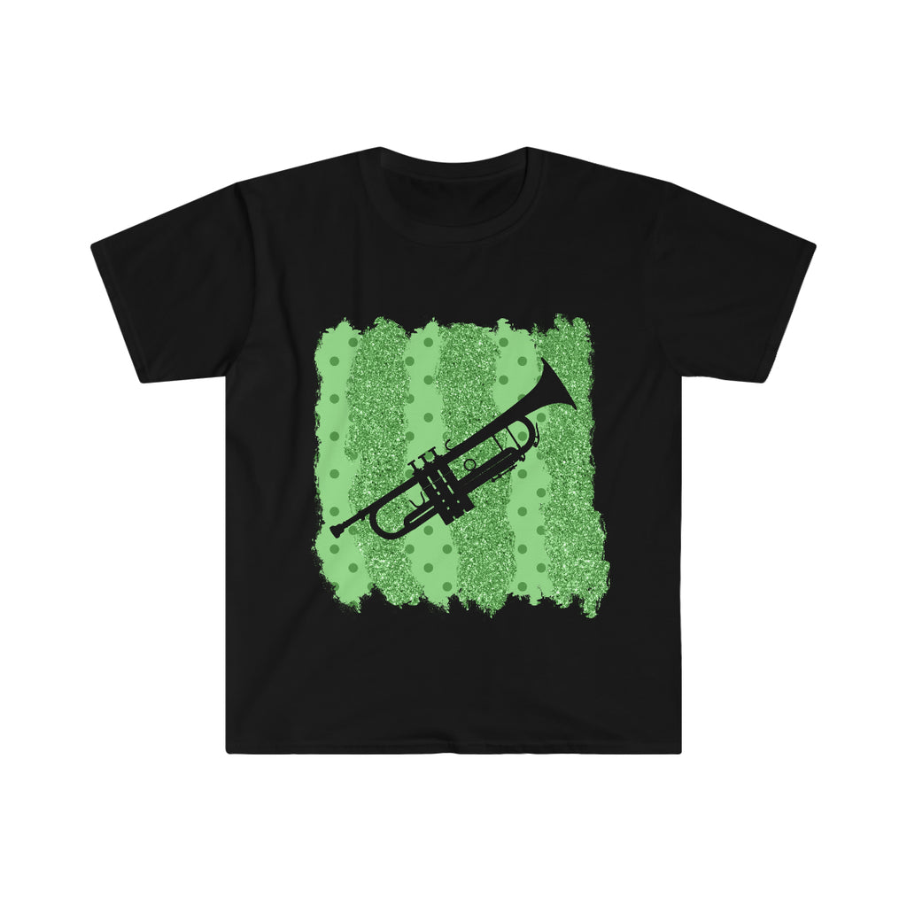 Vintage Green Glitter Dots - Trumpet - Unisex Softstyle T-Shirt