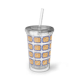 Vintage Blue Burlap - Bassoon - Suave Acrylic Cup - Pattern