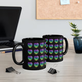 Vintage Rainbow Cloud Heart - Drumsticks - 11oz Black Mug - Pattern