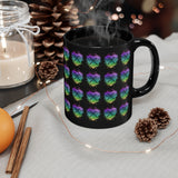 Vintage Rainbow Cloud Heart - Drumsticks - 11oz Black Mug - Pattern