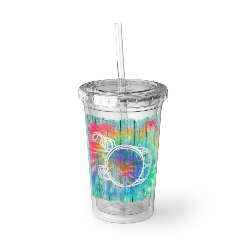 Vintage Wood Tie Dye Lines - Bass Drum - Suave Acrylic Cup