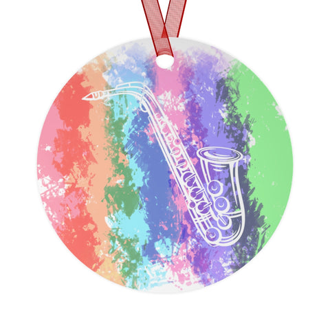 Vintage Rainbow Cloud - Alto Saxophone - Metal Ornament