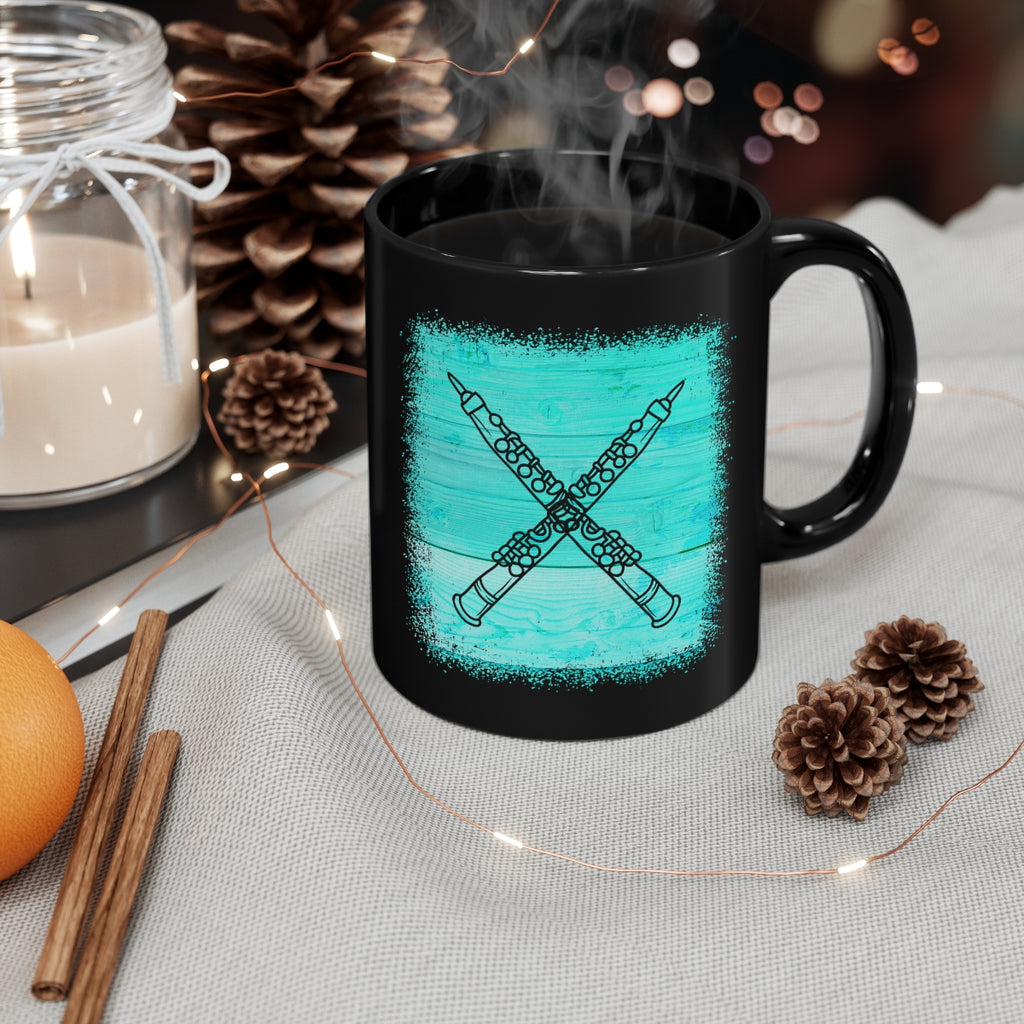 Vintage Turquoise Wood - Oboe - 11oz Black Mug